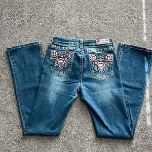 Grace in LA Blue Boot Cut Jeans with Embroidery